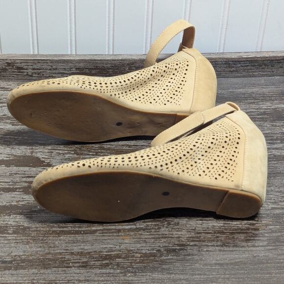Jeffrey Campbell Women's Tan Suede Leather Wedge Heel Ankle Strap Size 10 M - Picture 6 of 7